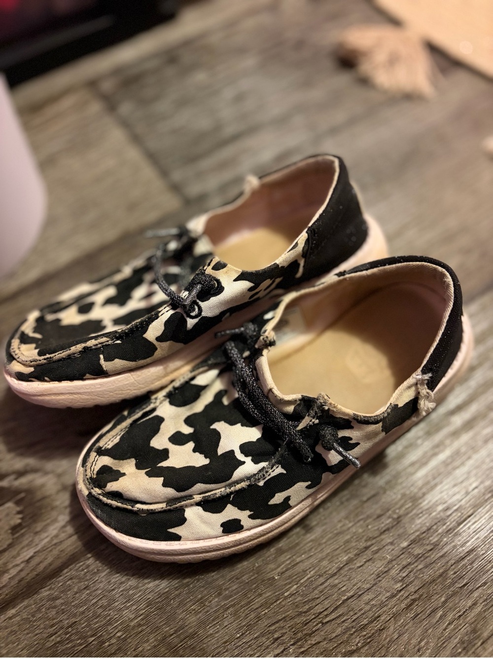 Hey Dude Kids Black and Cream Camouflage Slip-On Sneakers